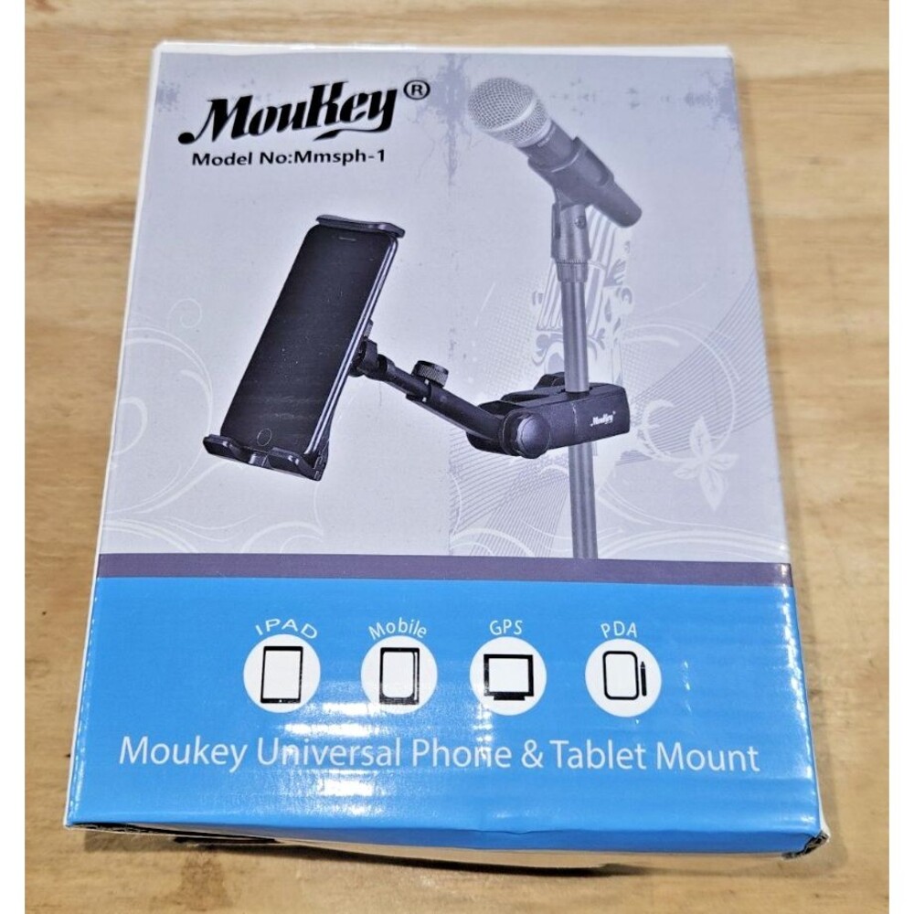 Moukey Adjustable phone Tablet Holder Clip-on Mount for Mic Compact, Black